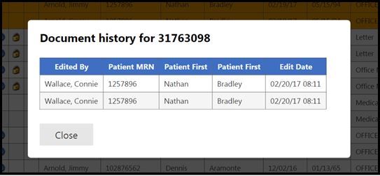 Document history audit trail